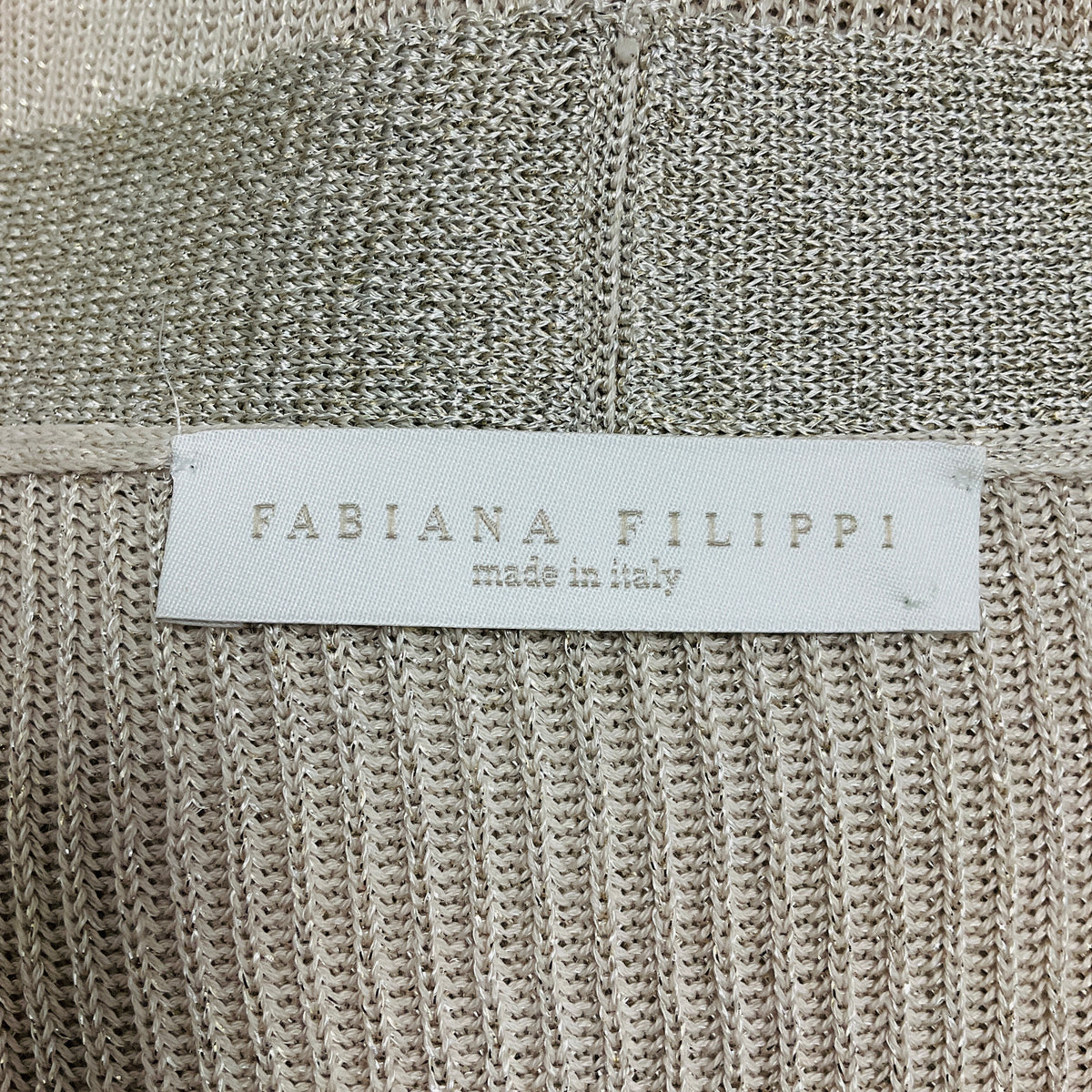 Fabiana Filippi Beige / Dune Shimmer Knit Organic Cotton Cardigan Sweater