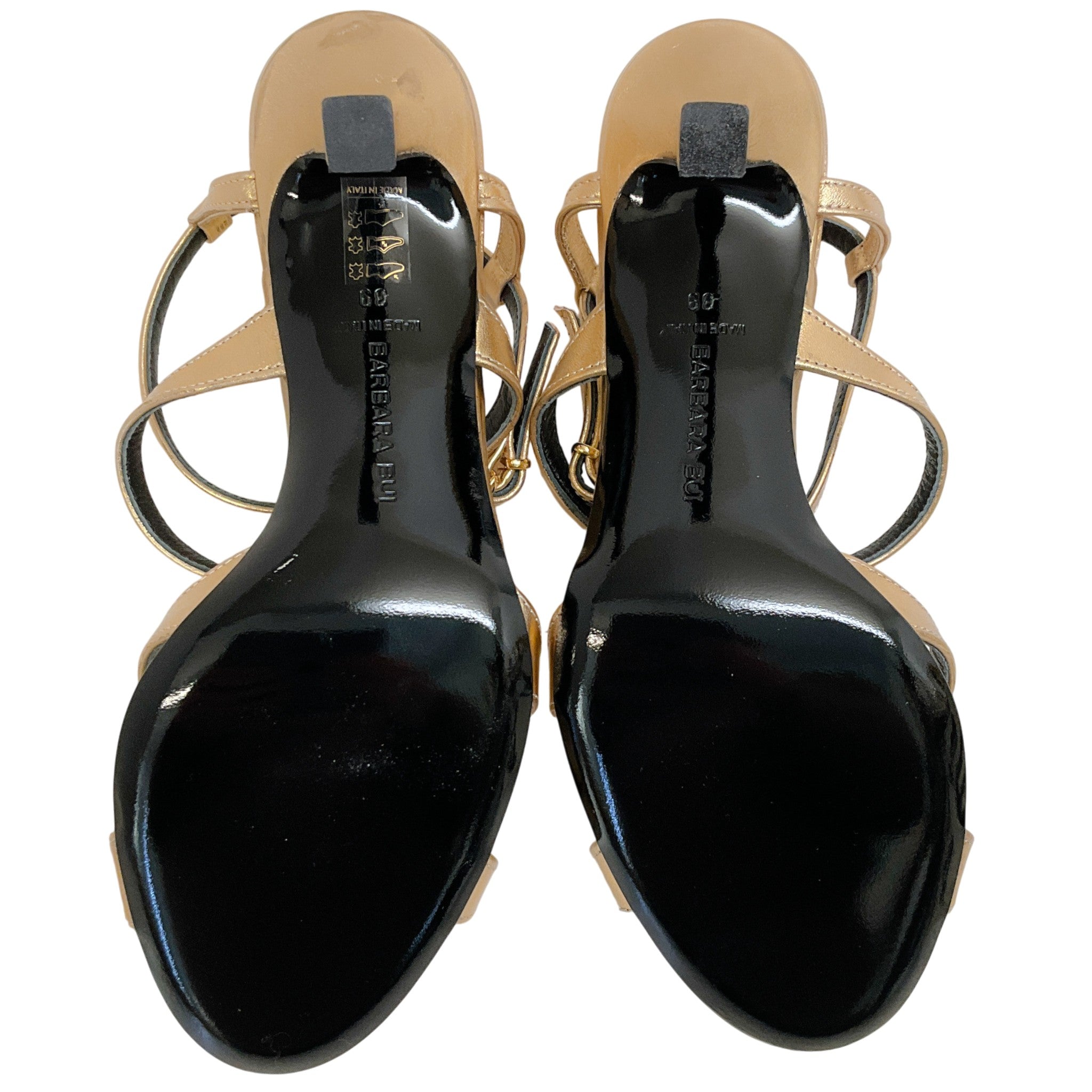 Barbara Bui Gold Strappy Criss Cross Sandals