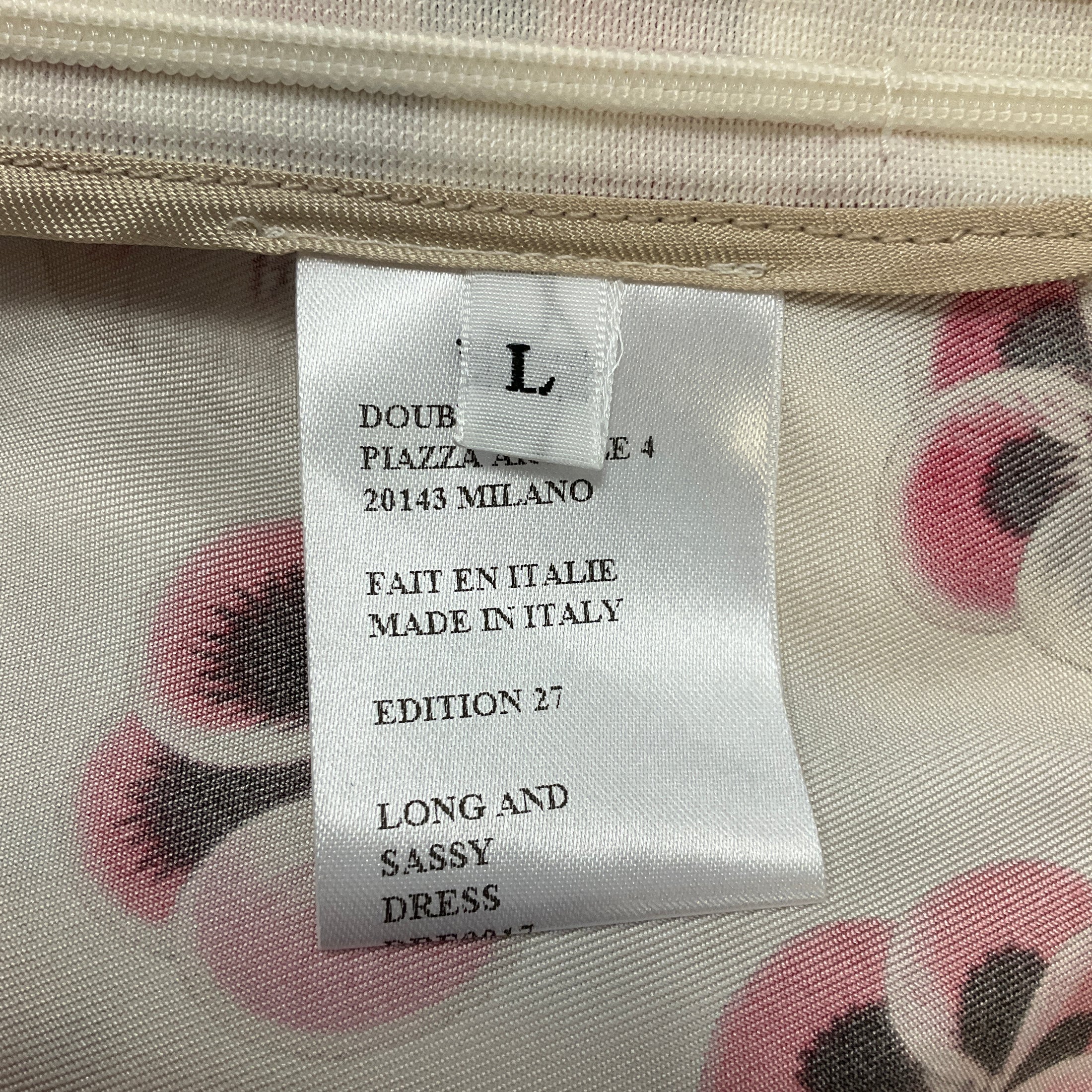 La DoubleJ Ivory Multi Micro Pansy Print Silk Twill Long and Sassy Dress