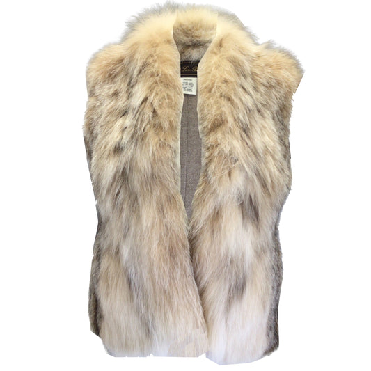 Loro Piana Beige Cashmere Lined Lynx Fur Vest