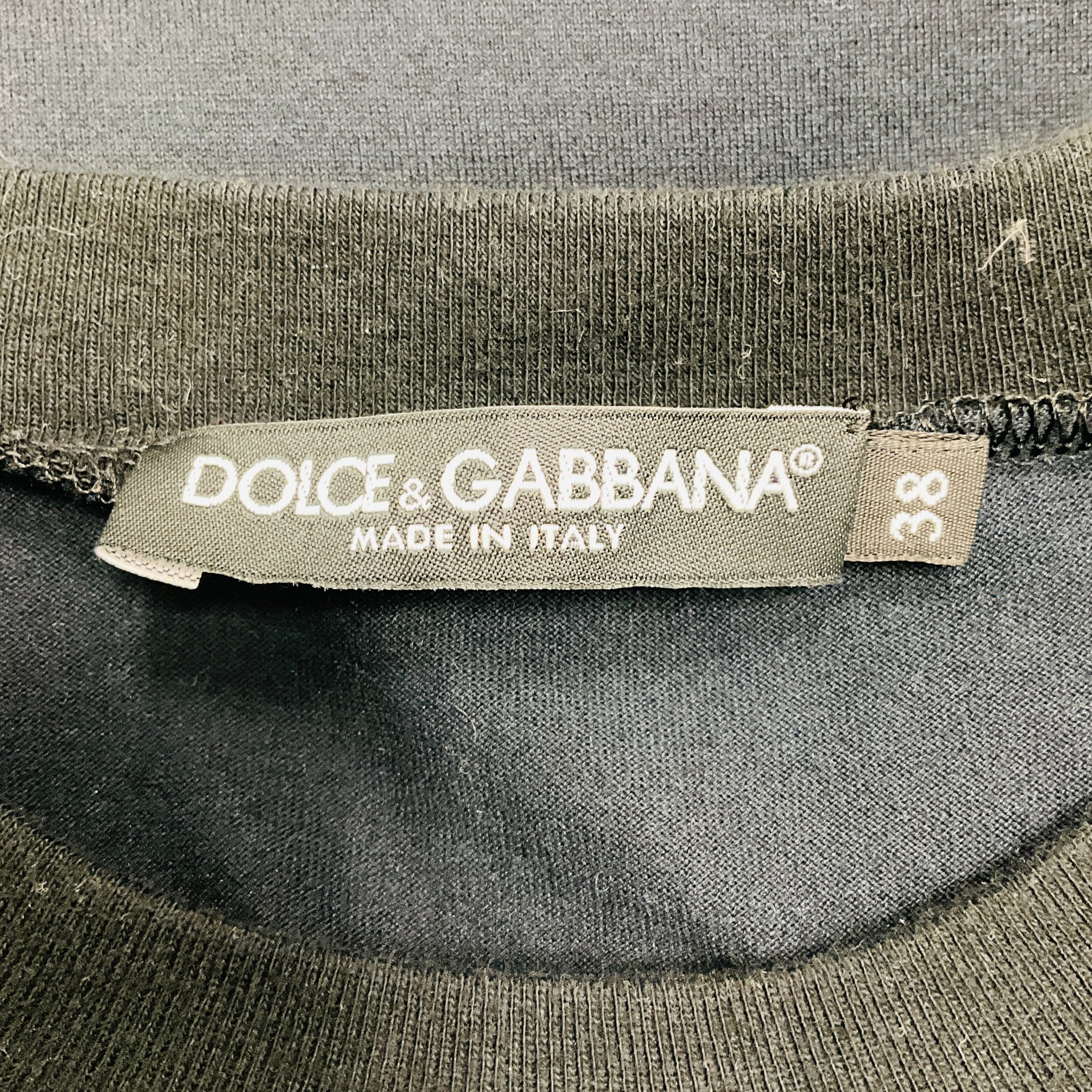 Dolce & Gabbana Navy / Black Lace Bow Detail Cotton Top