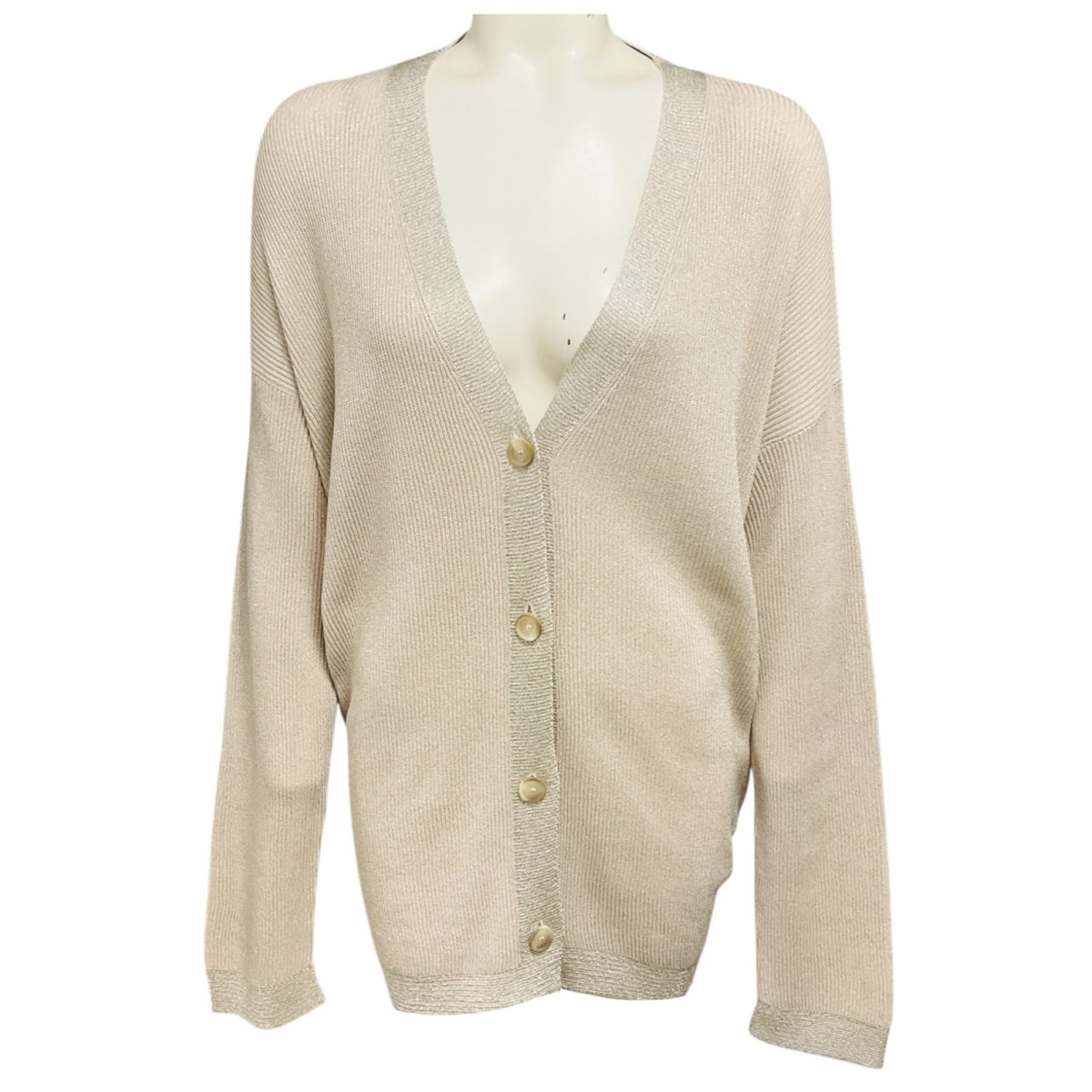 Fabiana Filippi Beige / Dune Shimmer Knit Organic Cotton Cardigan Sweater