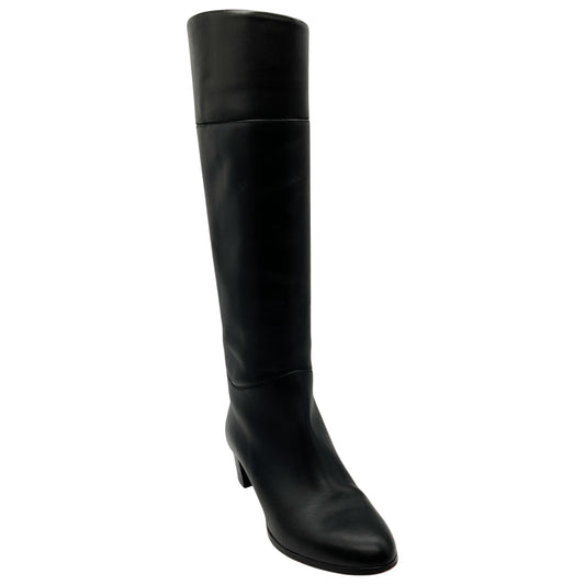 Christian Louboutin Black Leather Tall Pull On Boots

