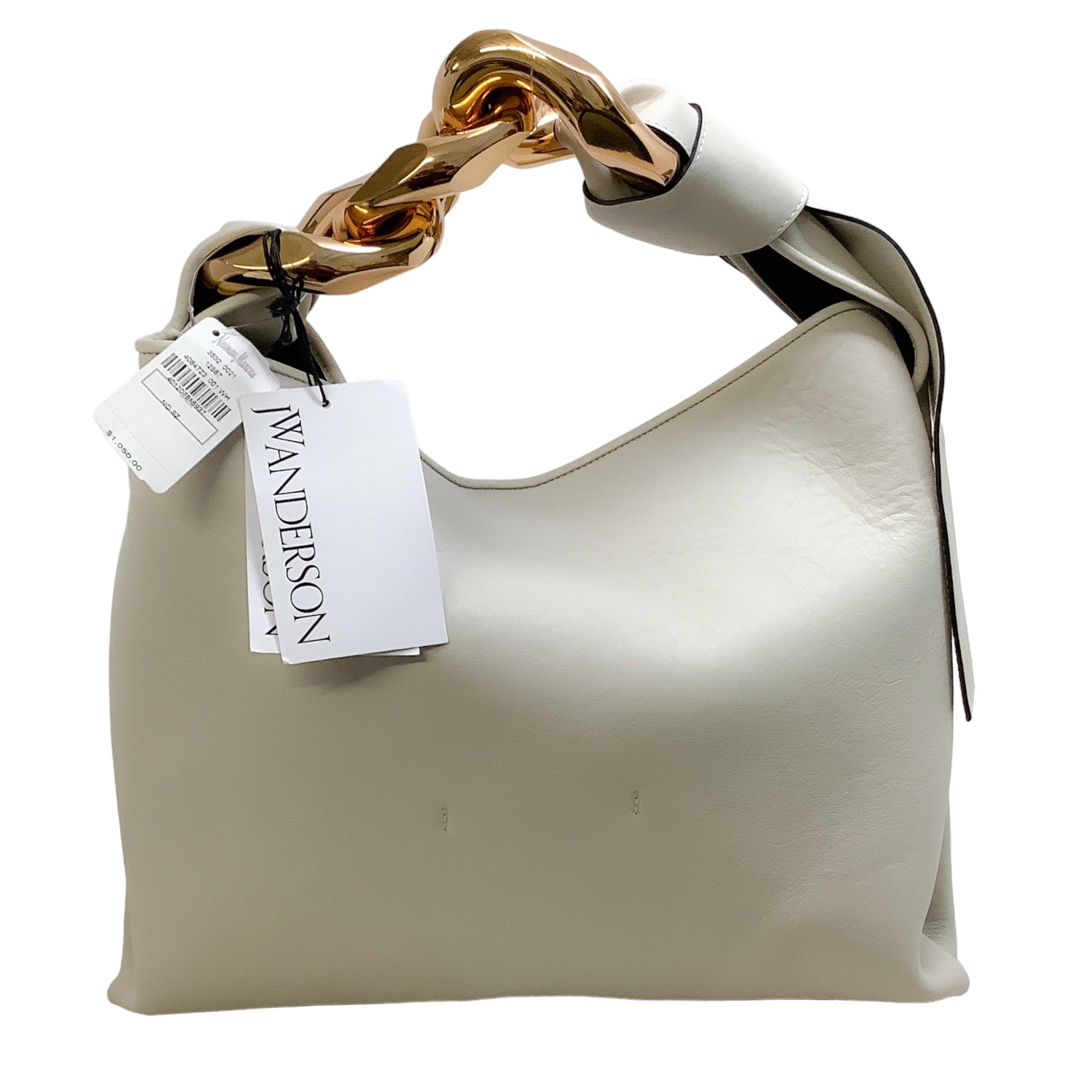 J.W. Anderson White Leather Small Chain Hobo Bag
