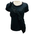 Load image into Gallery viewer, Lanvin Black Grosgrain Bow Detail Short Sleeved Top
