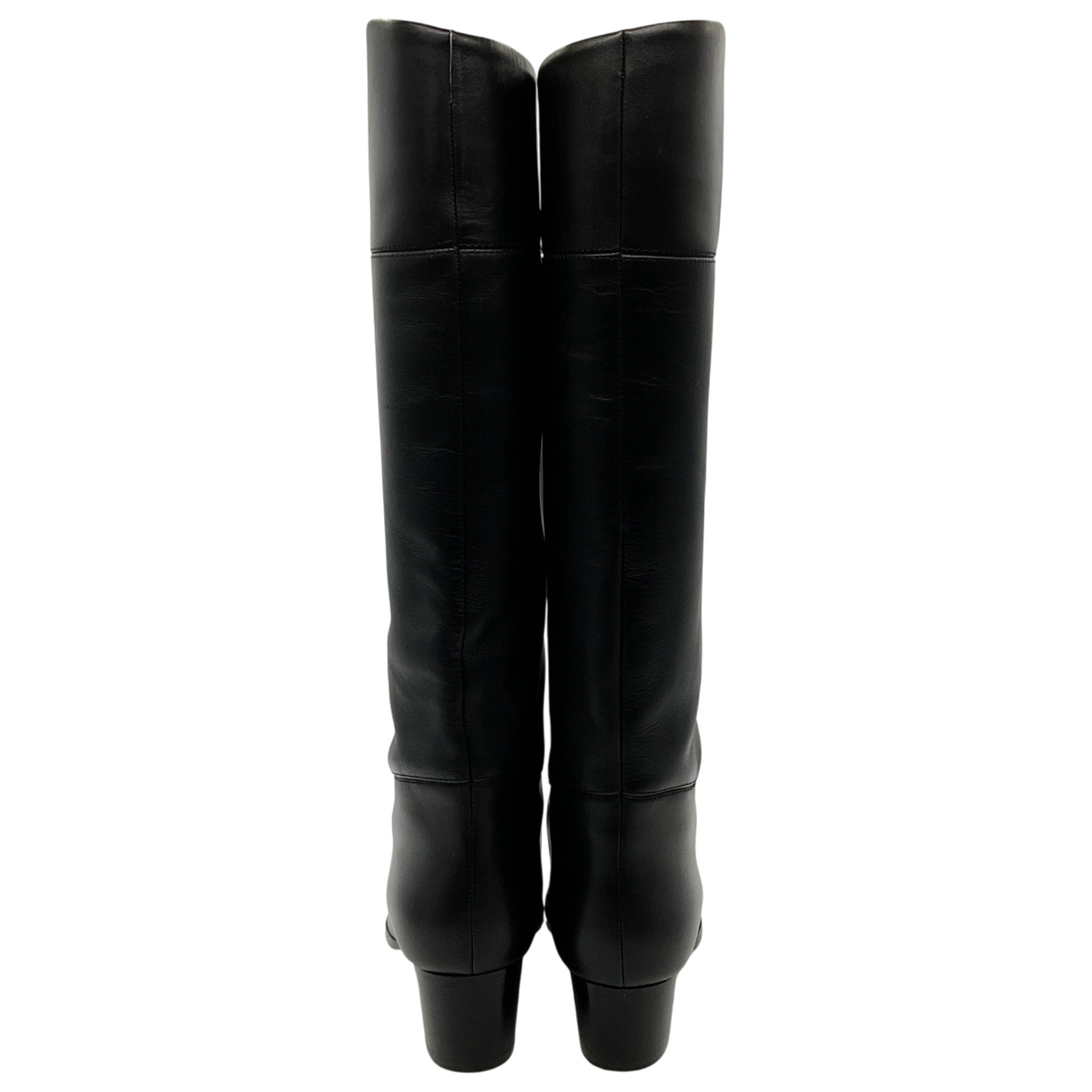 Christian Louboutin Black Leather Tall Pull On Boots