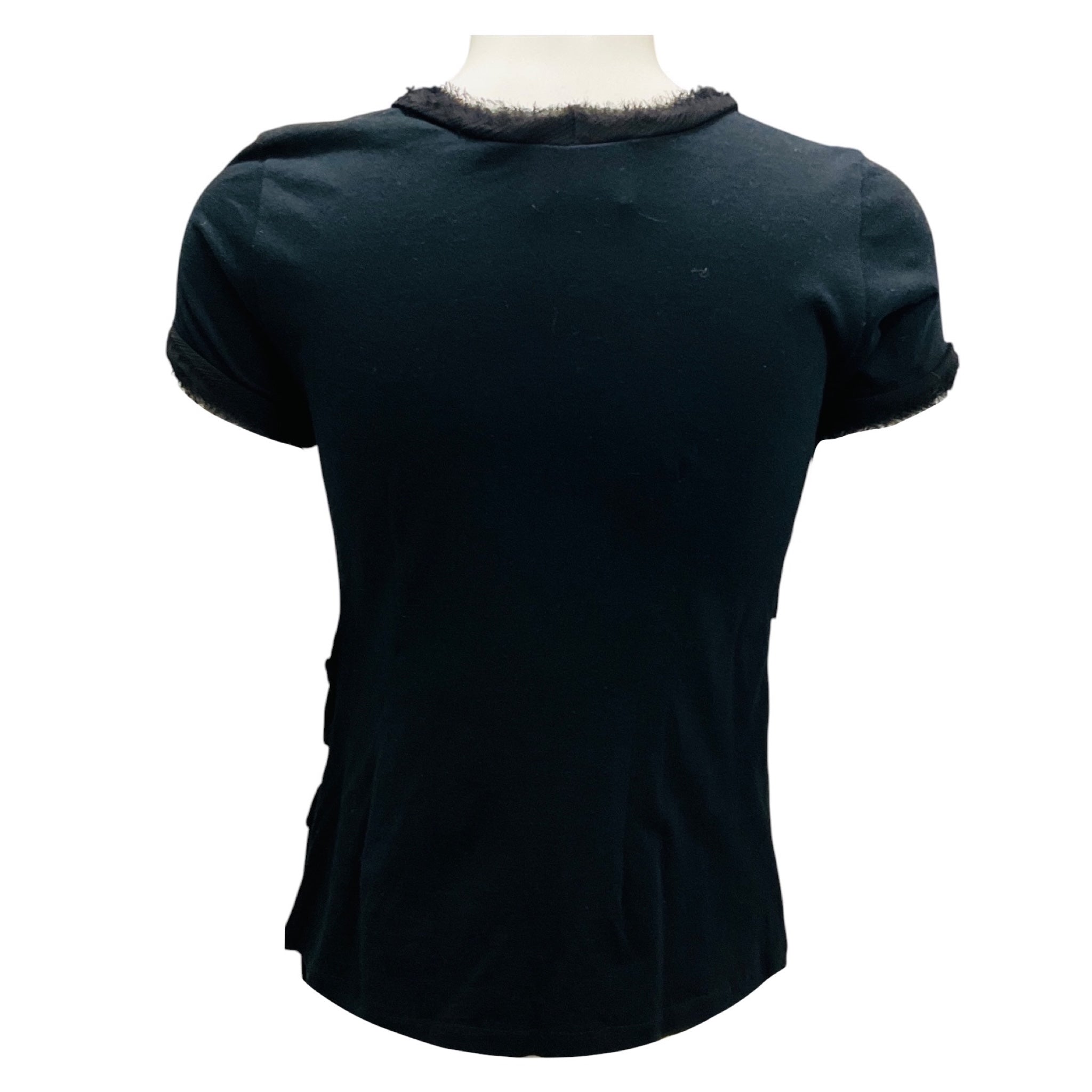 Lanvin Black Grosgrain Bow Detail Short Sleeved Top