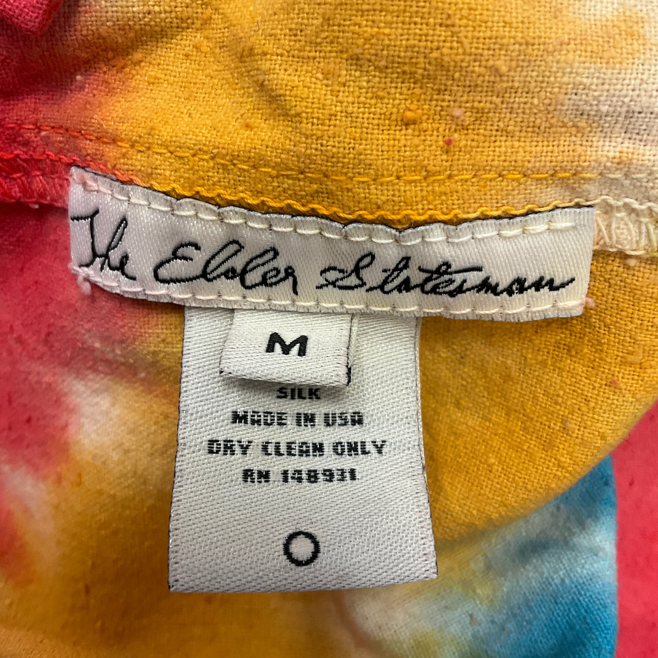 The Elder Statesman Red Magic Rings Magic Silk Fisheye Long Sleeved Dress