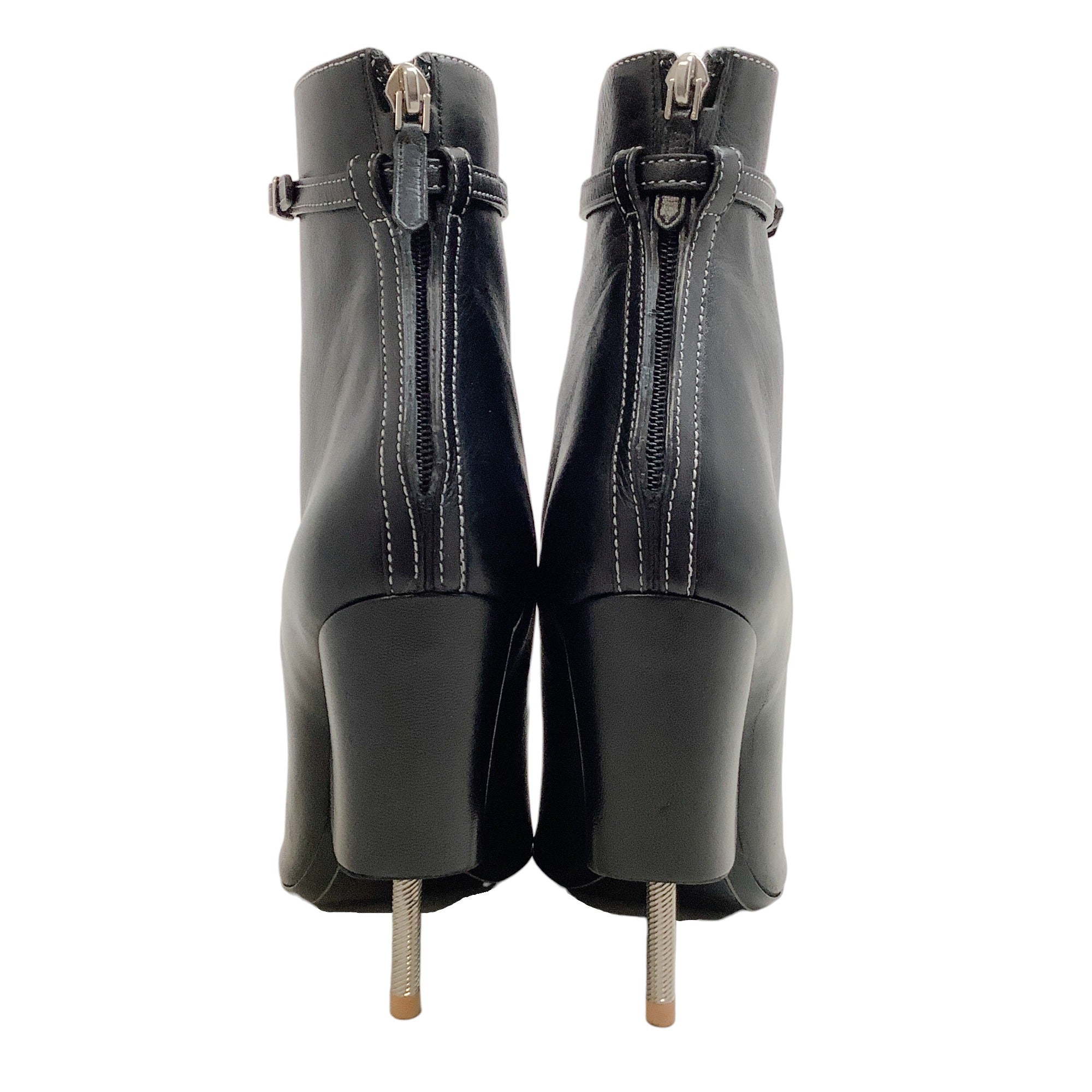 Givenchy Black Leather Open Toe Screw Heel Booties