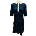 Load image into Gallery viewer, Michael Kors Collection Navy Multi Rugby Stripe Cotton Tie-Waist Polo Dress
