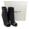 Load image into Gallery viewer, Givenchy Black Leather Open Toe Screw Heel Booties
