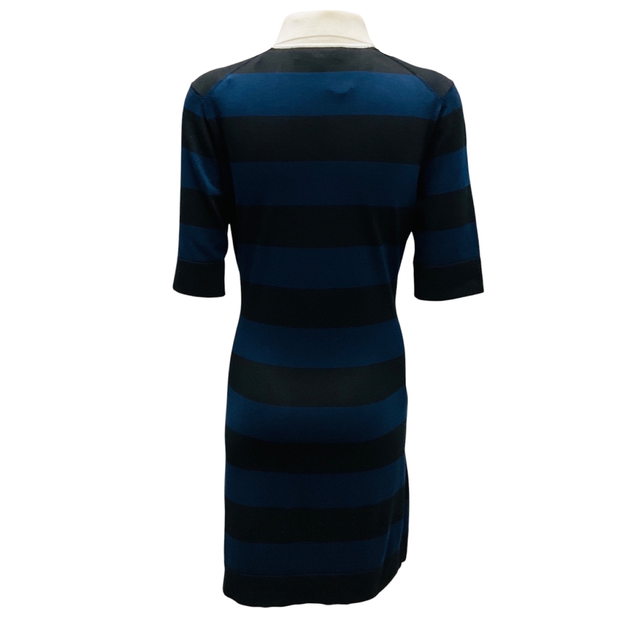 Michael Kors Collection Navy Multi Rugby Stripe Cotton Tie-Waist Polo Dress