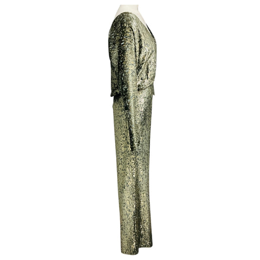 forte_forte Light Blue / Gold Metallic Velvet Top and Wide Leg Pants