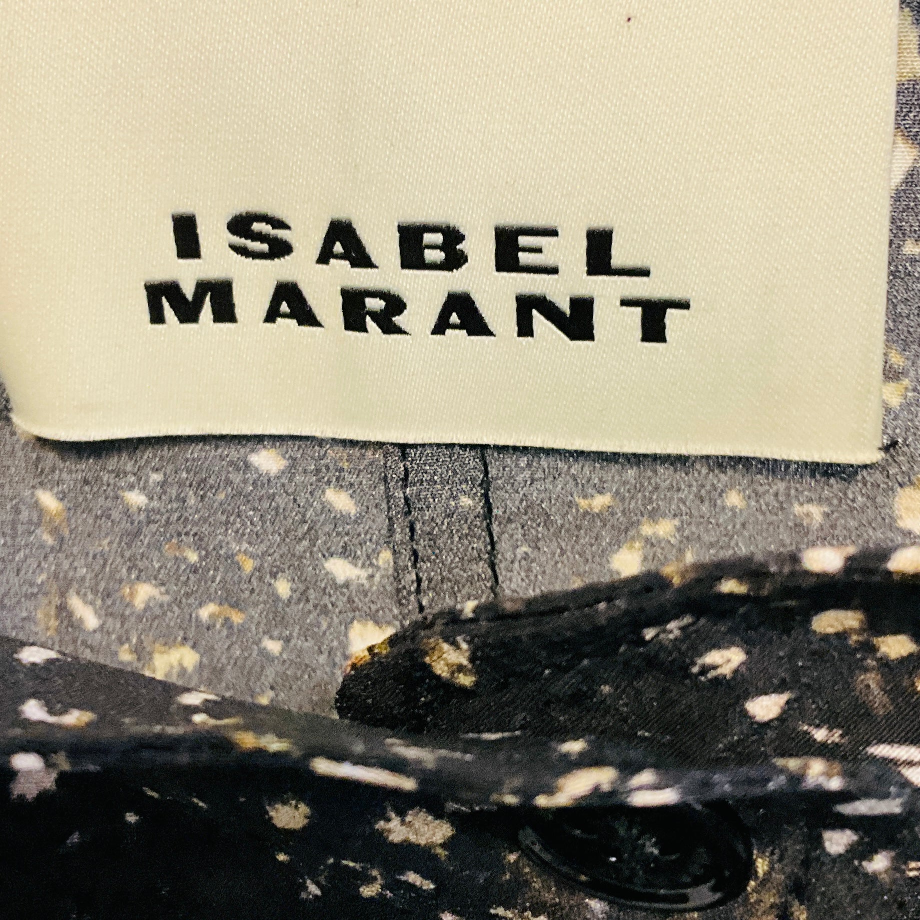Isabel Marant Black / Tan Printed Silk Ilda Shirt / Blouse