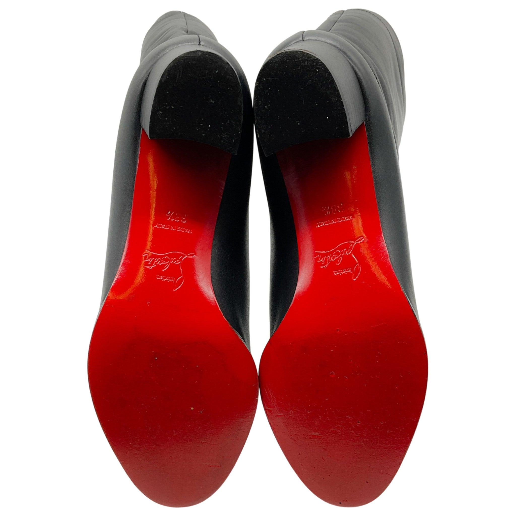 Christian Louboutin Black Leather Tall Pull On Boots