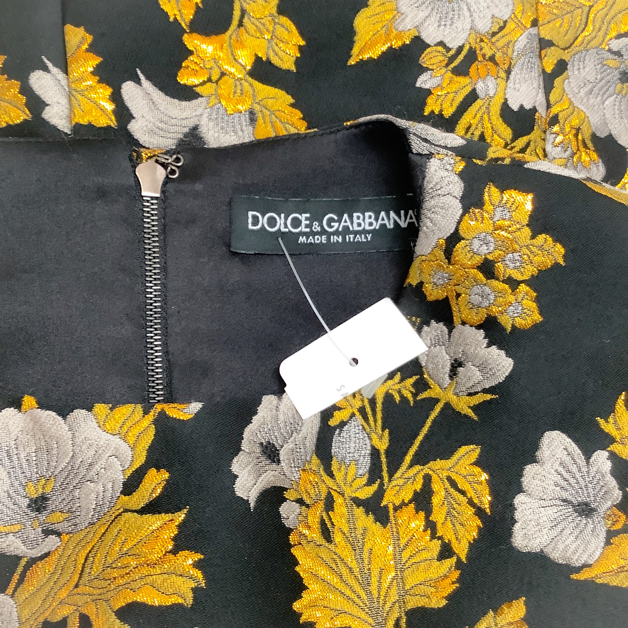 Dolce & Gabbana Black / Gold Floral Brocade Sleeveless Dress