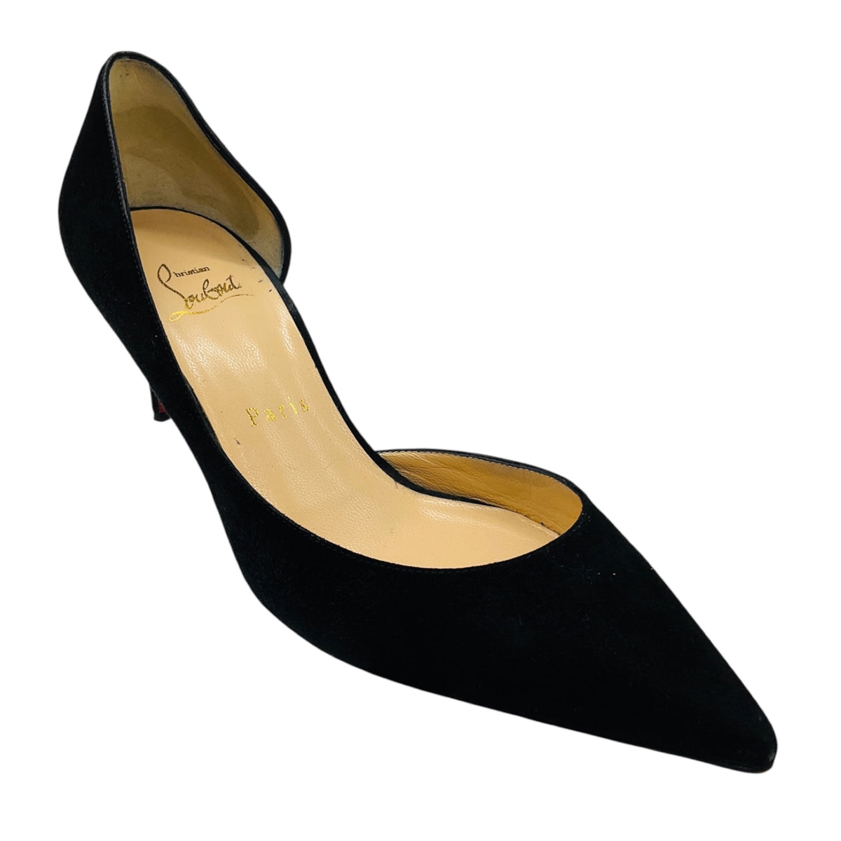 Christian Louboutin Black Pointed Toe Suede D'Orsay Pumps