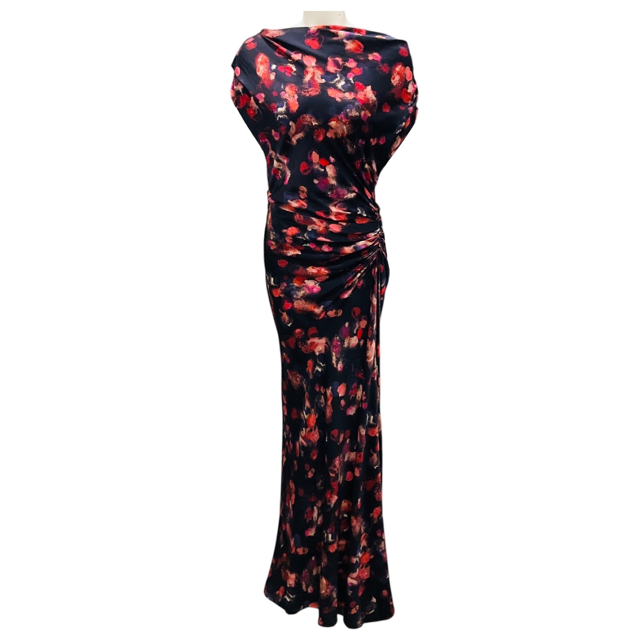 A.L.C. Navy Multi Draped Satin Poppy Gown