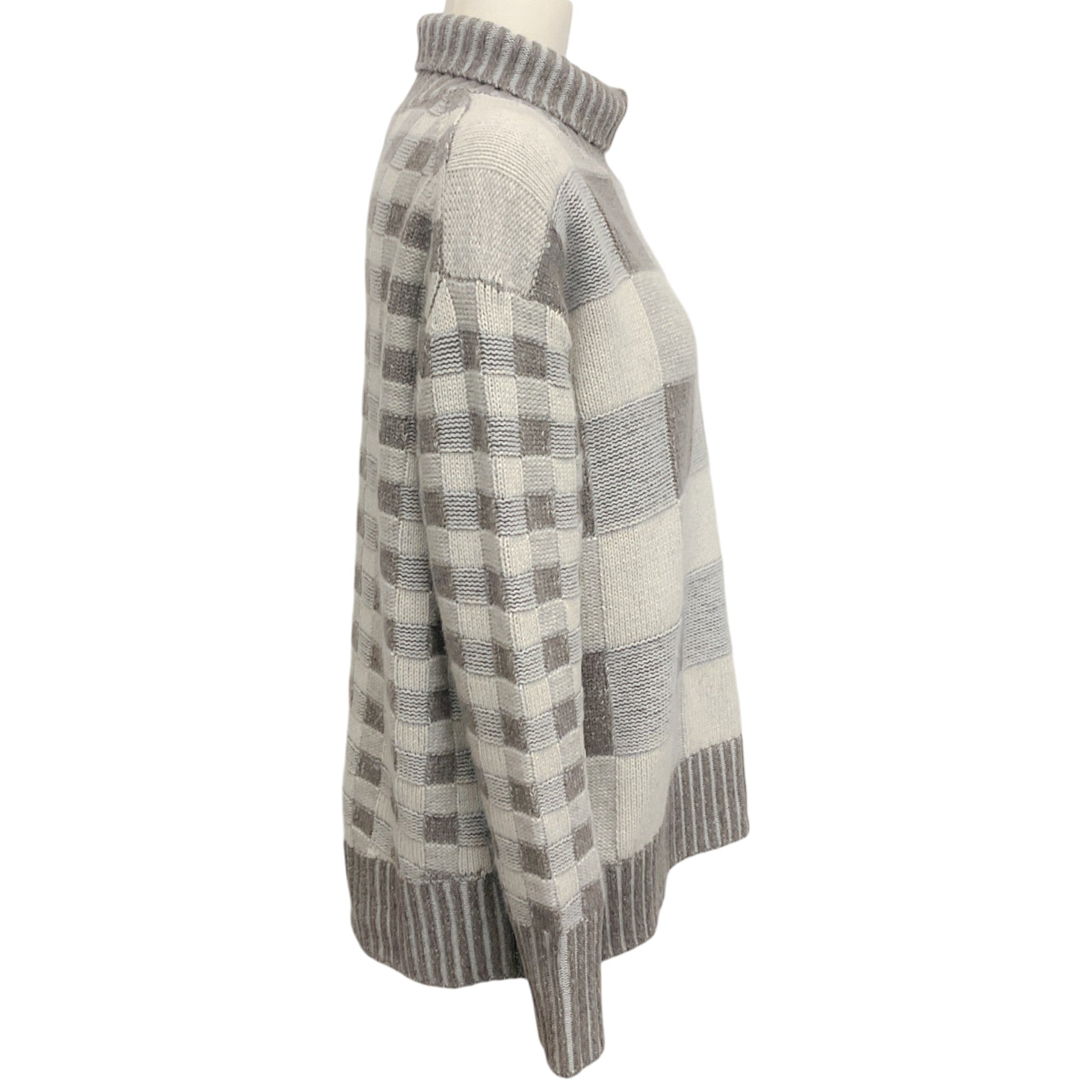 NakedCashmere Taupe / Grey Square Cashmere Turtleneck Sweater