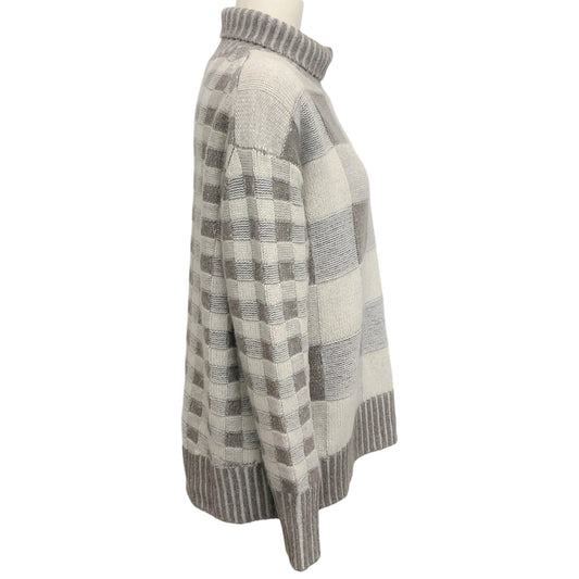 NakedCashmere Taupe / Grey Square Cashmere Turtleneck Sweater