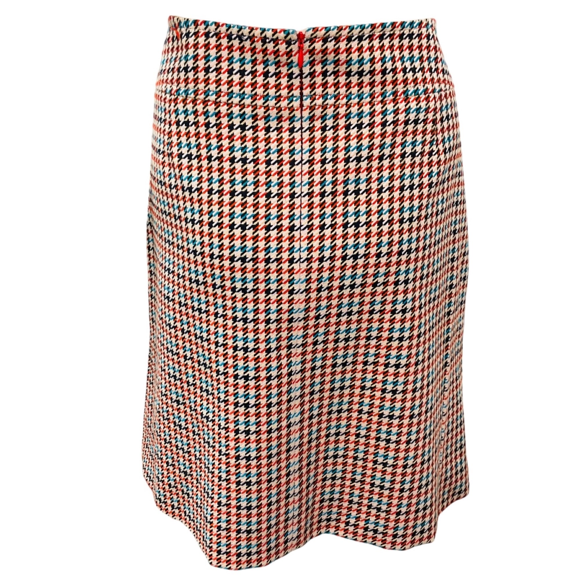 Akris Punto Tan Multi Houndstooth Skirt