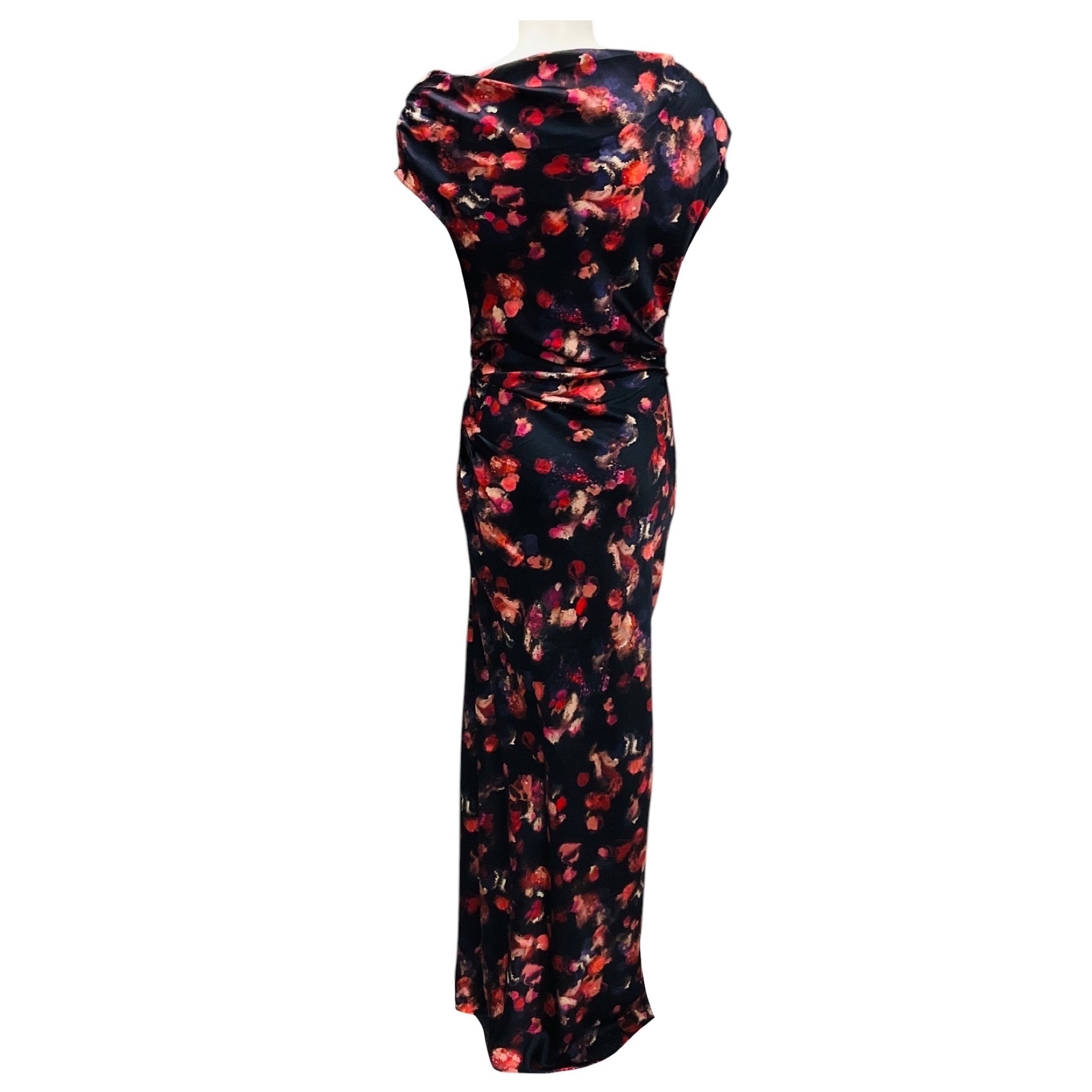 A.L.C. Navy Multi Draped Satin Poppy Gown
