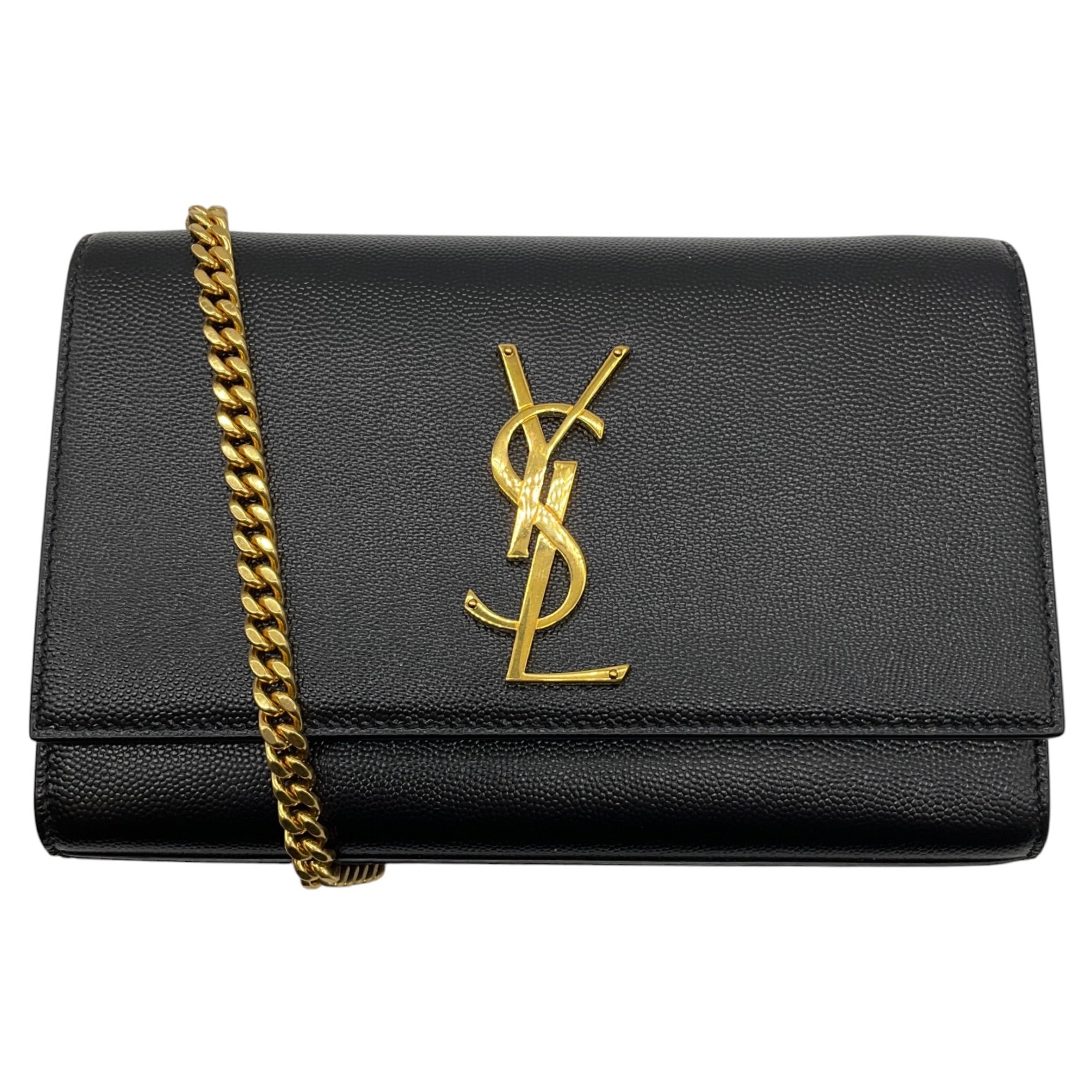 Saint Laurent Black / Gold Hardware Kate Embossed Leather Shoulder Bag