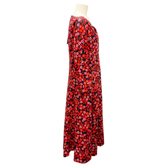 Marni Red / Navy 2021 Floral Print Midi Shirt Dress