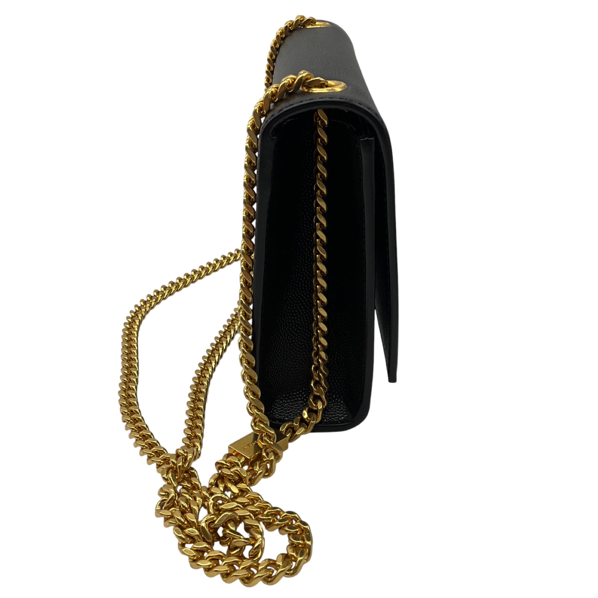 Saint Laurent Black / Gold Hardware Kate Embossed Leather Shoulder Bag