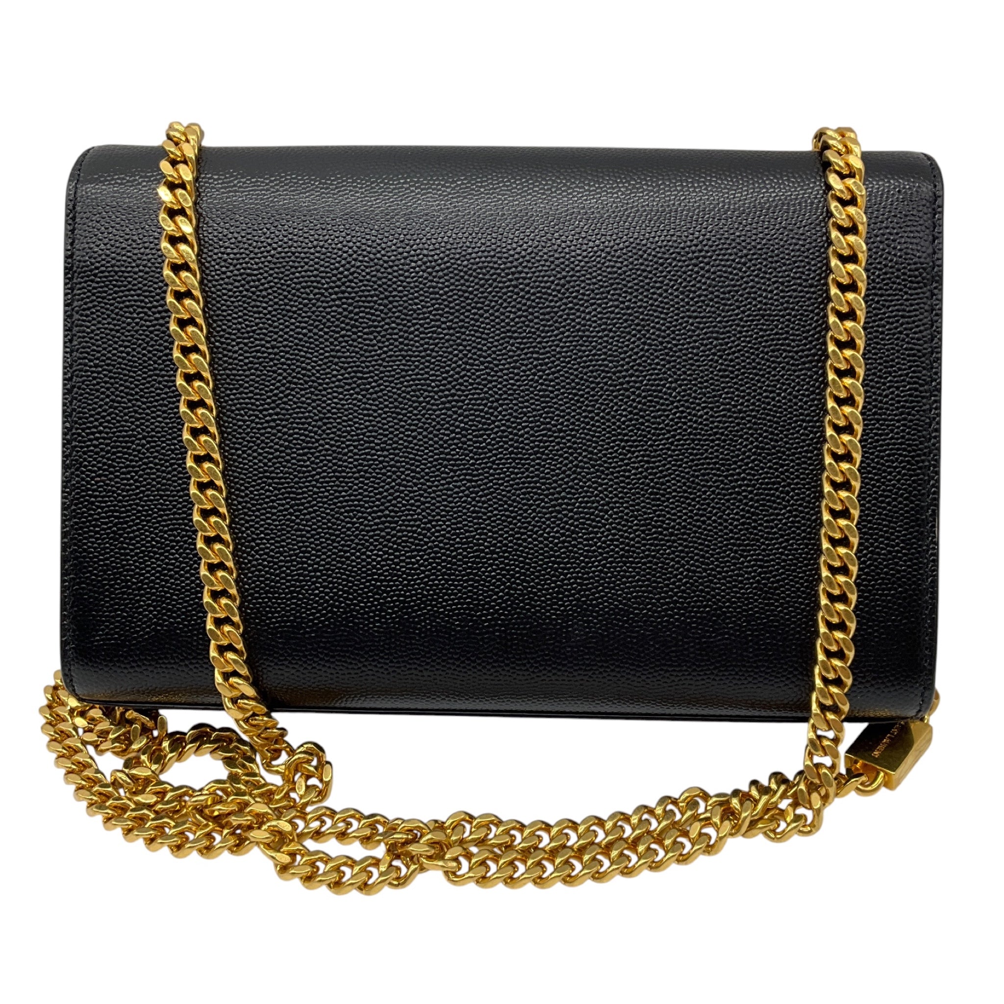 Saint Laurent Black / Gold Hardware Kate Embossed Leather Shoulder Bag