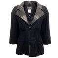 Load image into Gallery viewer, Chanel Black Boucle Jacket with Leather CollarChanel Black Boucle Jacket with Leather Collar
