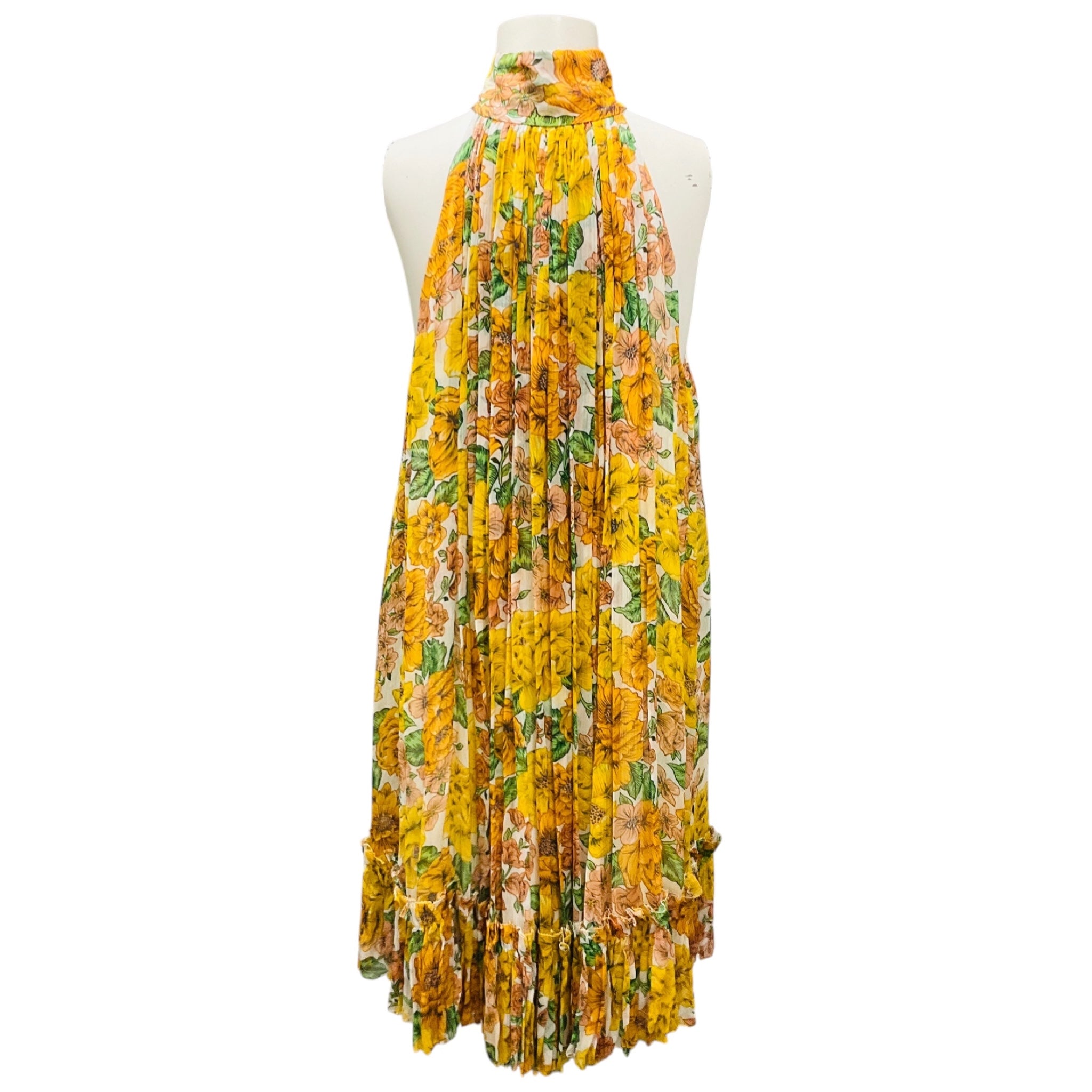 Zimmermann Yellow Multi Sunshine Floral Poppy Short Halter Dress