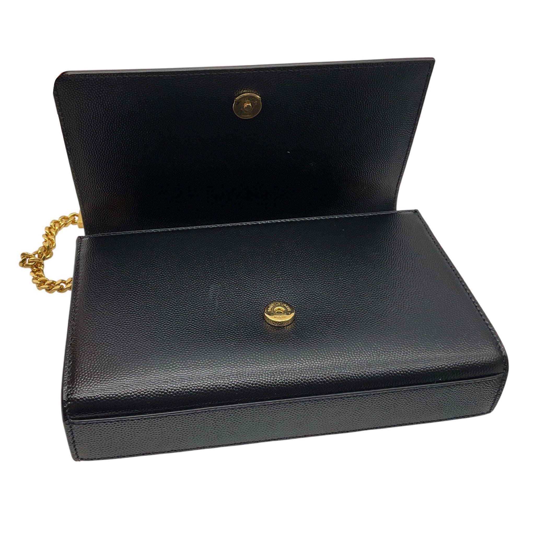 Saint Laurent Black / Gold Hardware Kate Embossed Leather Shoulder Bag