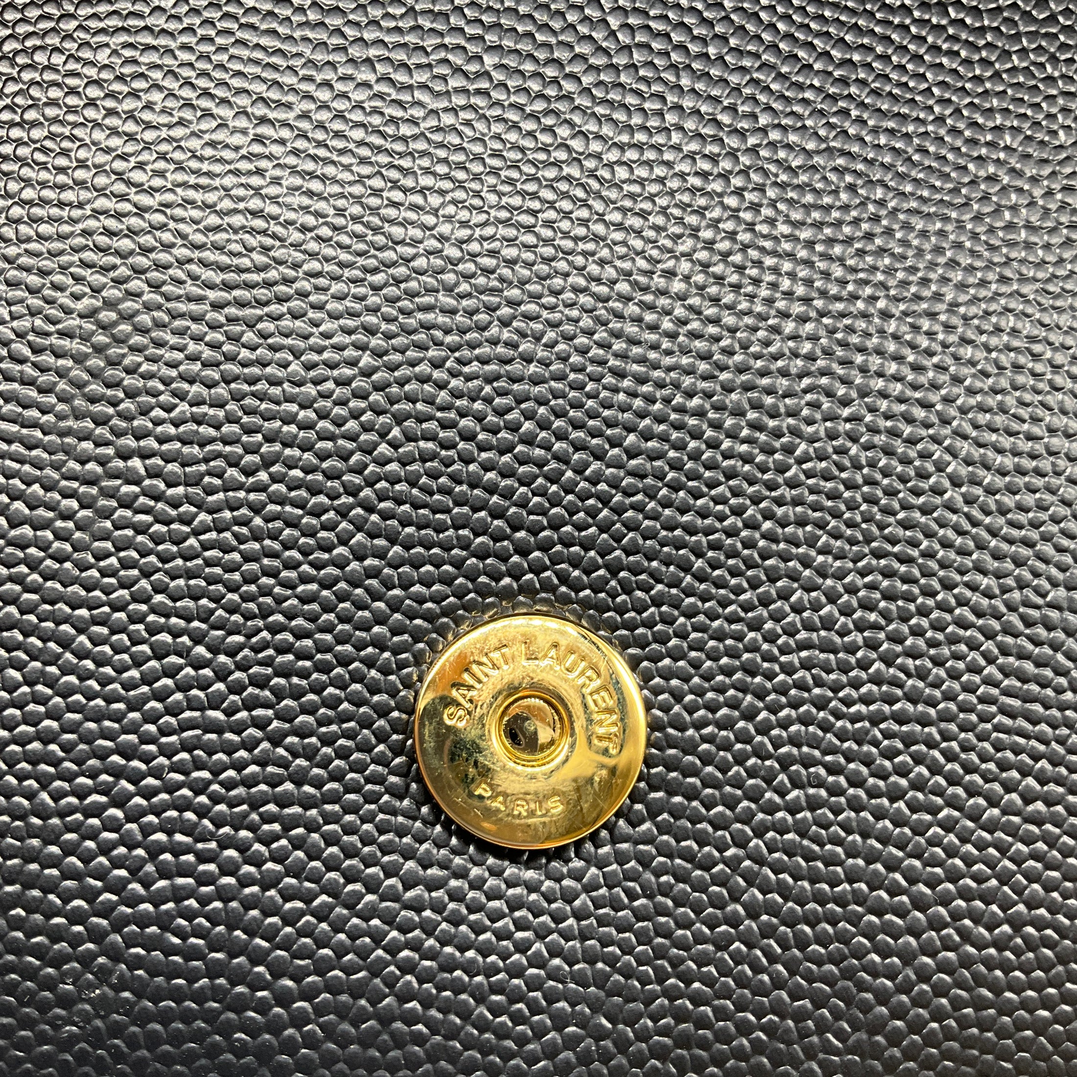 Saint Laurent Black / Gold Hardware Kate Embossed Leather Shoulder Bag