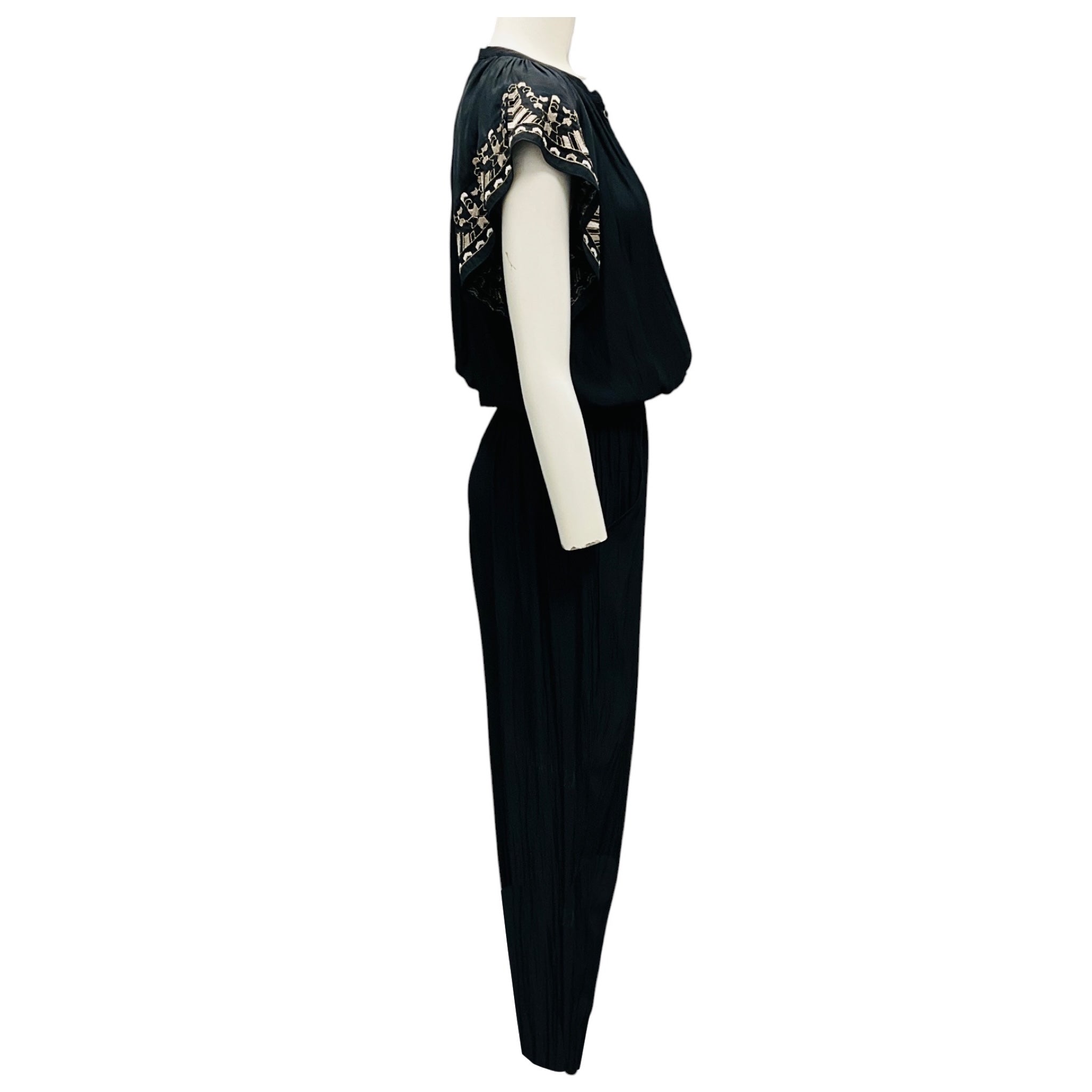 Ramy Brook Black Embroidered Button Front Jumpsuit