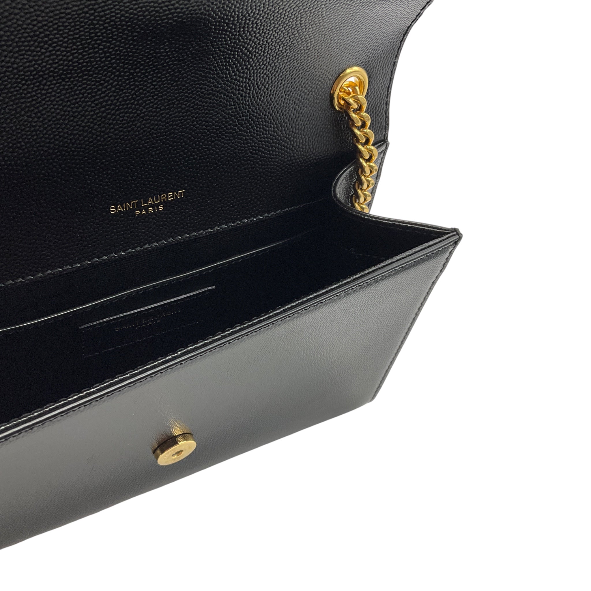 Saint Laurent Black / Gold Hardware Kate Embossed Leather Shoulder Bag