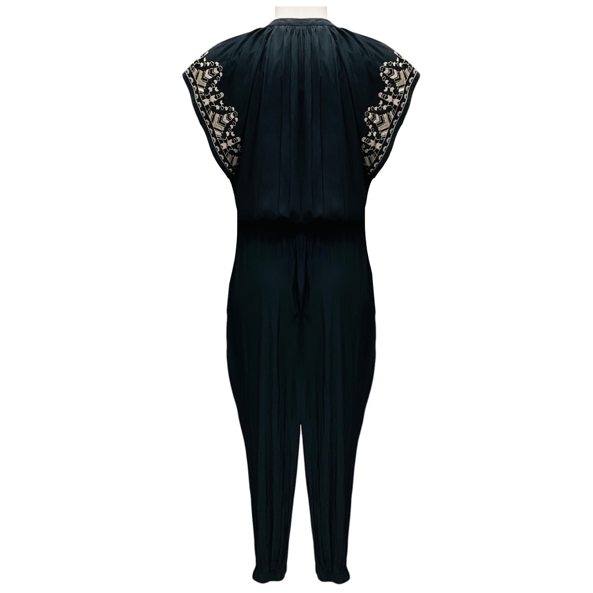 Ramy Brook Black Embroidered Button Front Jumpsuit
