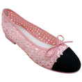 Load image into Gallery viewer, Chanel Pink Sequined Flats with Black Grosgrain Cap Toe

