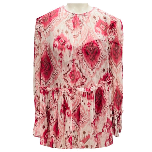 Zimmermann Raspberry Ikat Wavelength Asymmetric Blouse