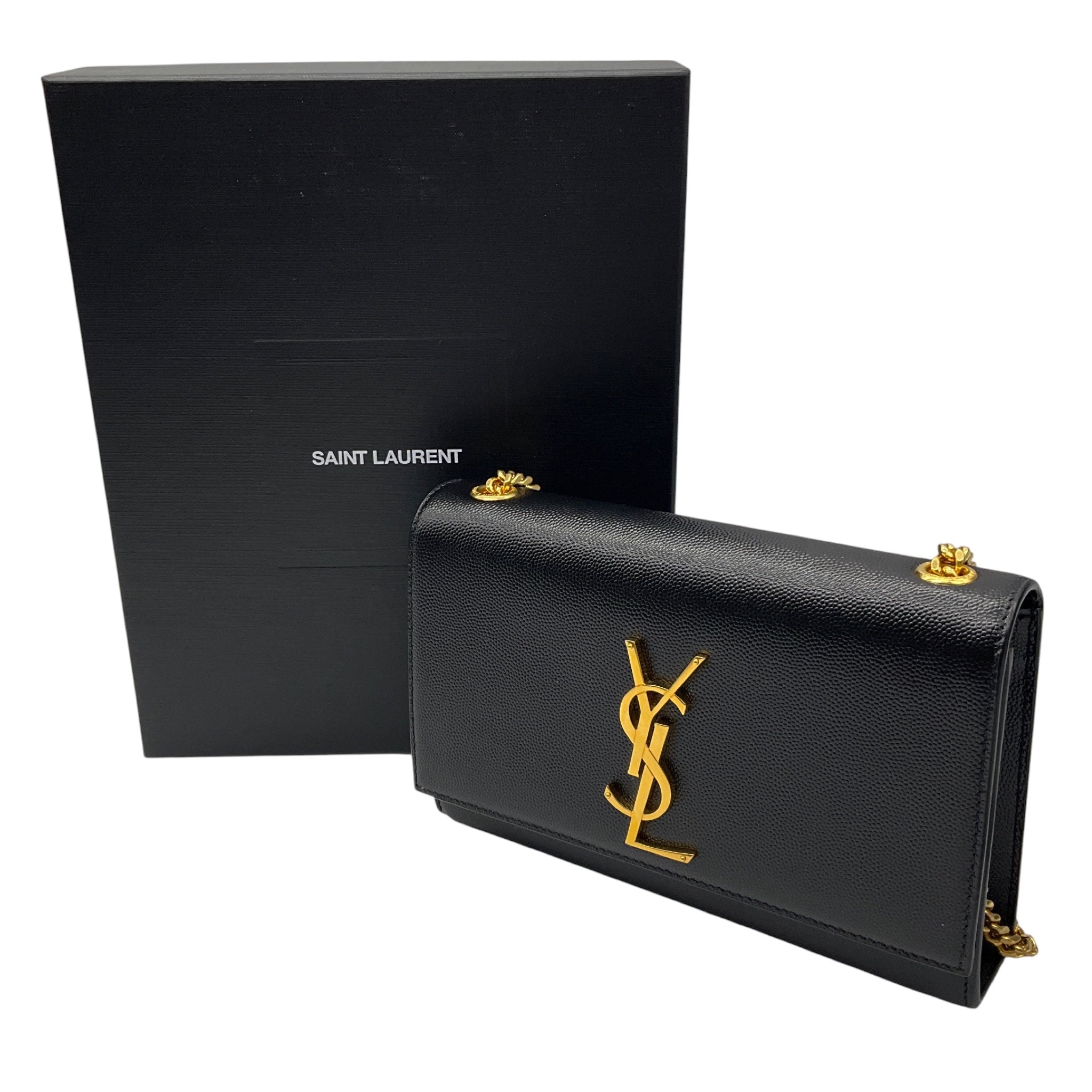Saint Laurent Black / Gold Hardware Kate Embossed Leather Shoulder Bag