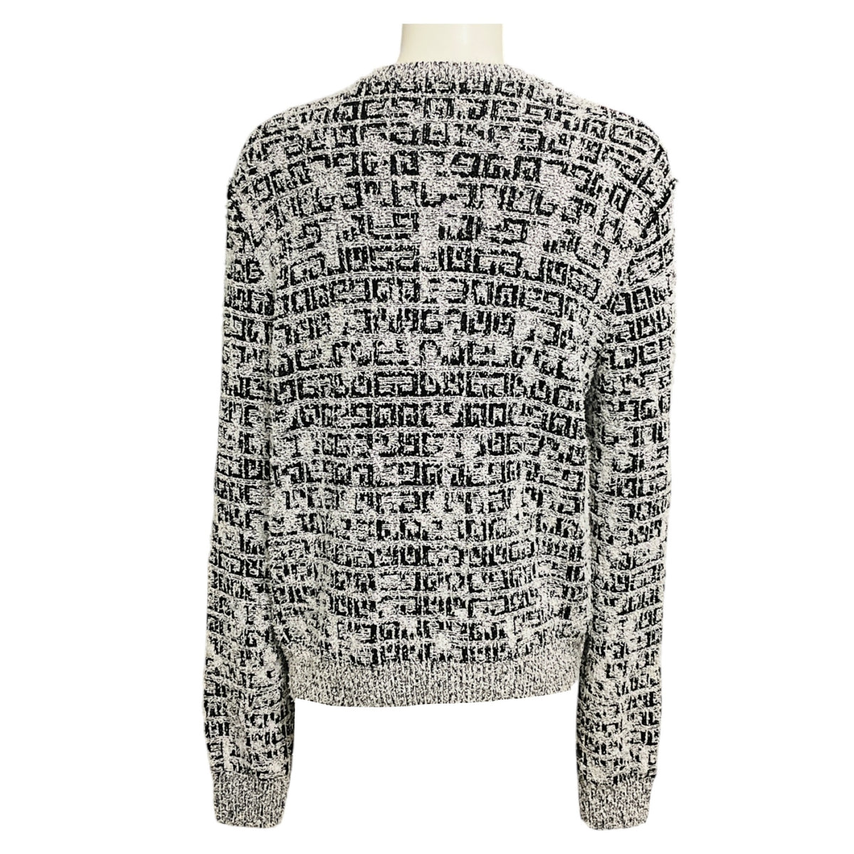 Givenchy Black / White 4G Motif Crew Neck Cardigan Sweater
