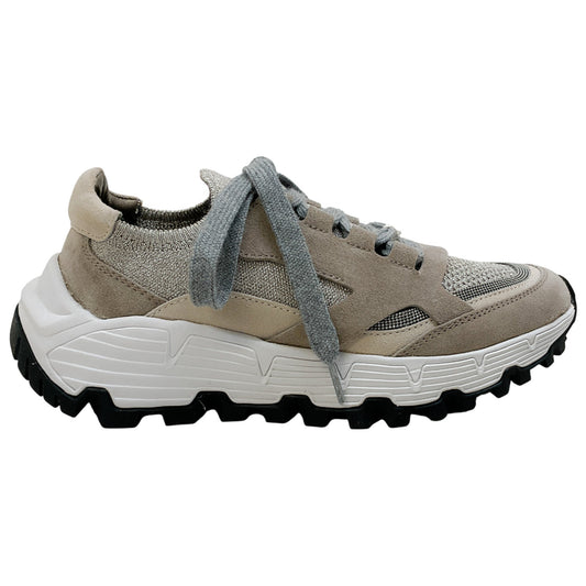 Brunello Cucinelli Beige / Grey Knit / Suede Sneakers