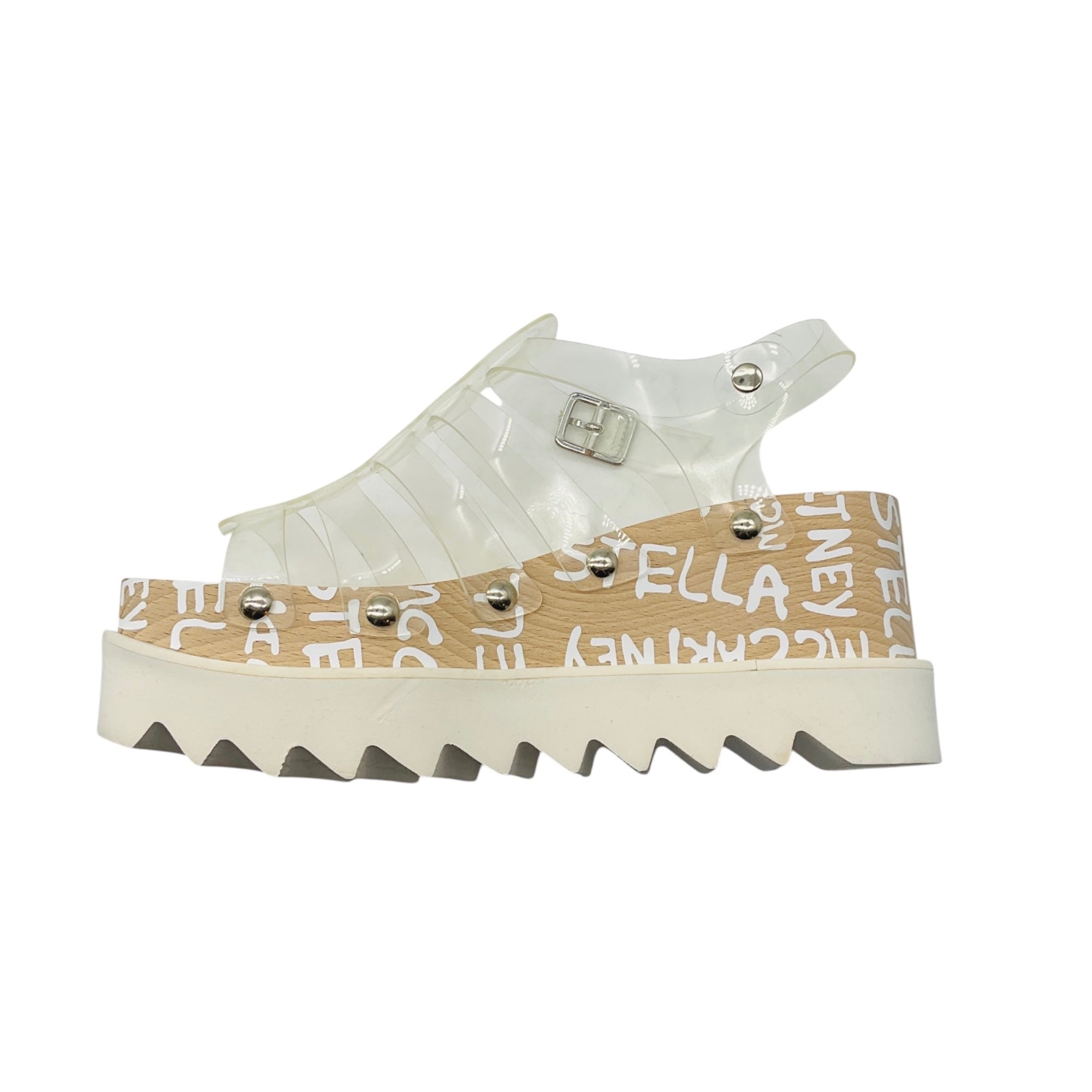 Stella McCartney Transparent / White Elyse Logo Platform Sandals