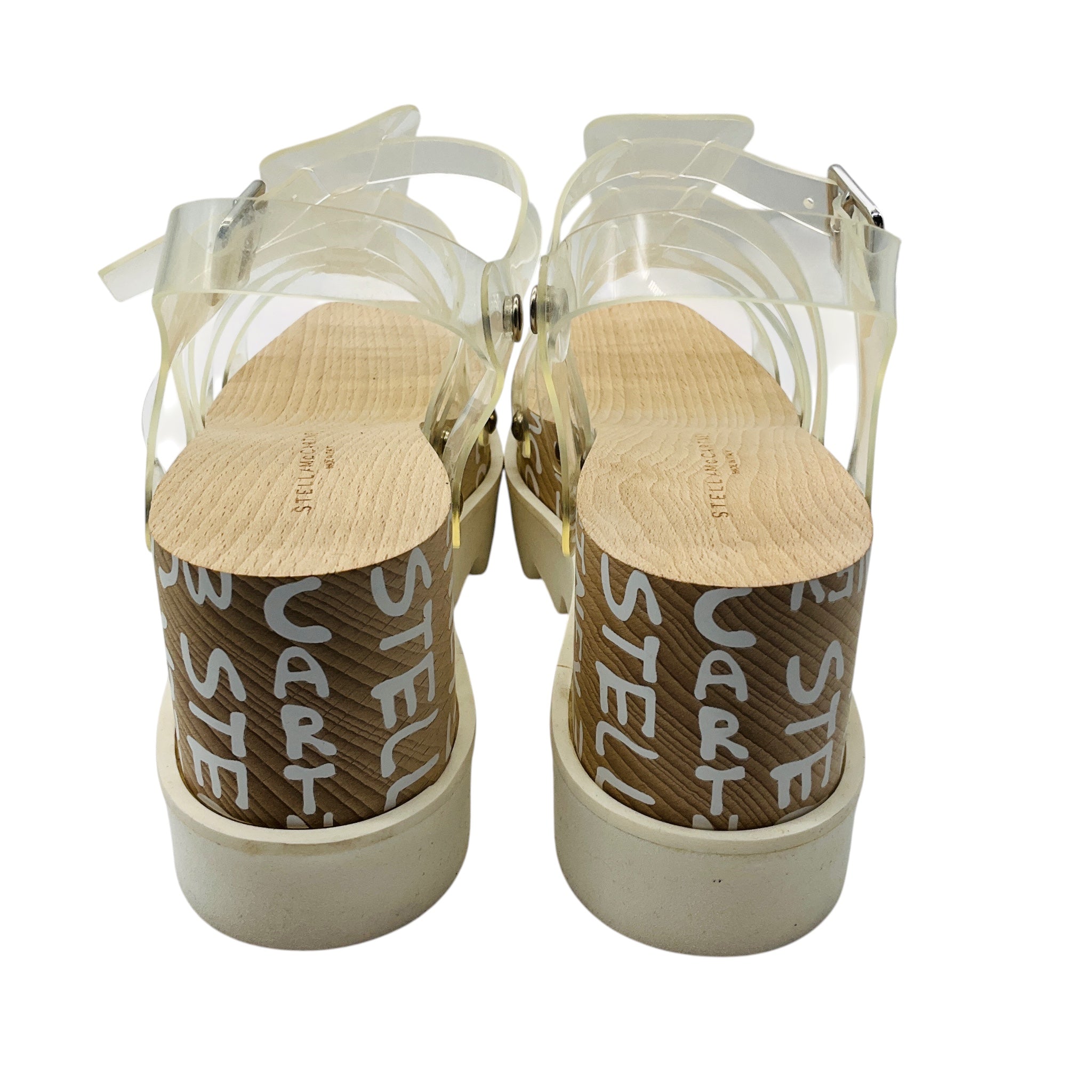 Stella McCartney Transparent / White Elyse Logo Platform Sandals