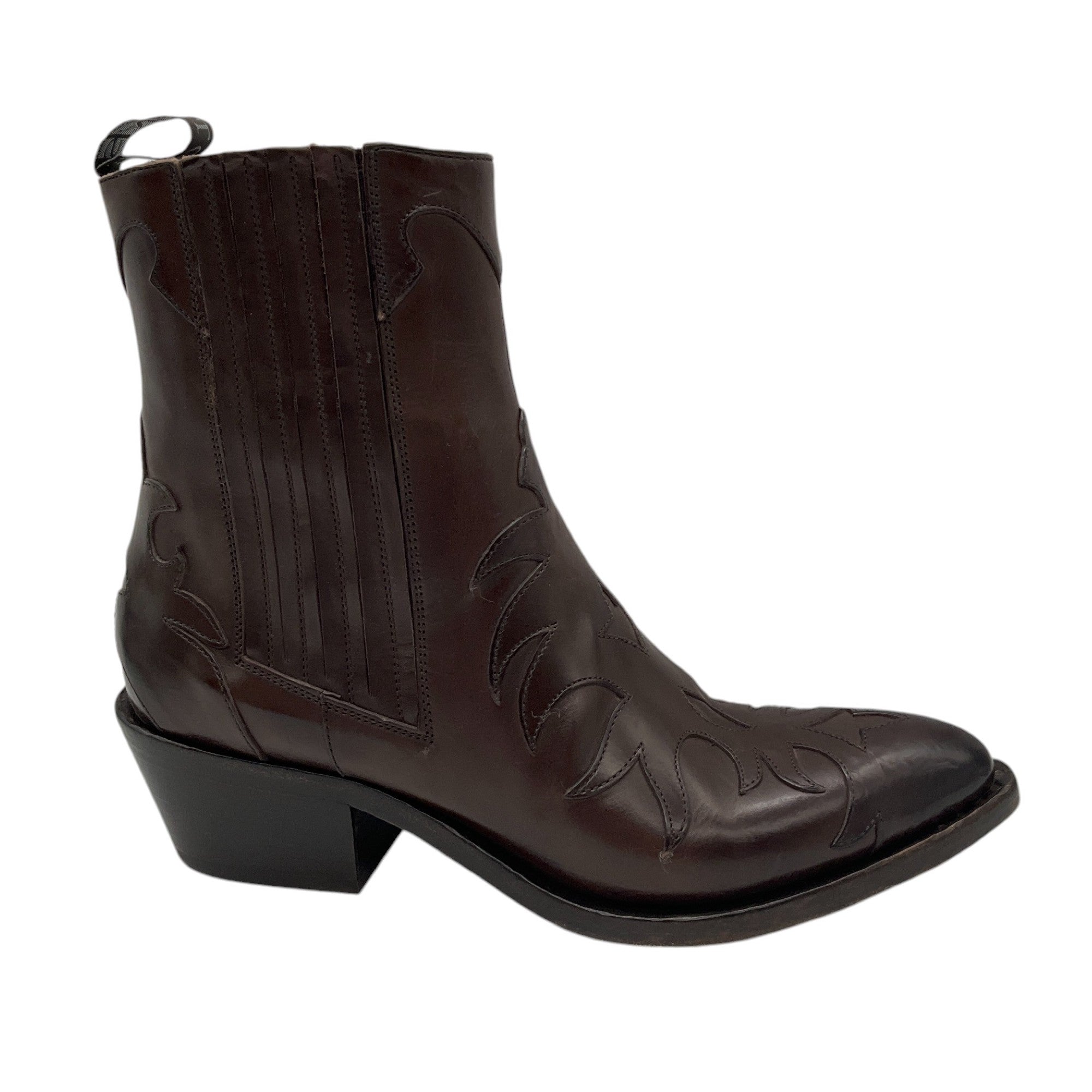 Sartore Brown Leather Parma Ebano Leather Western Boots