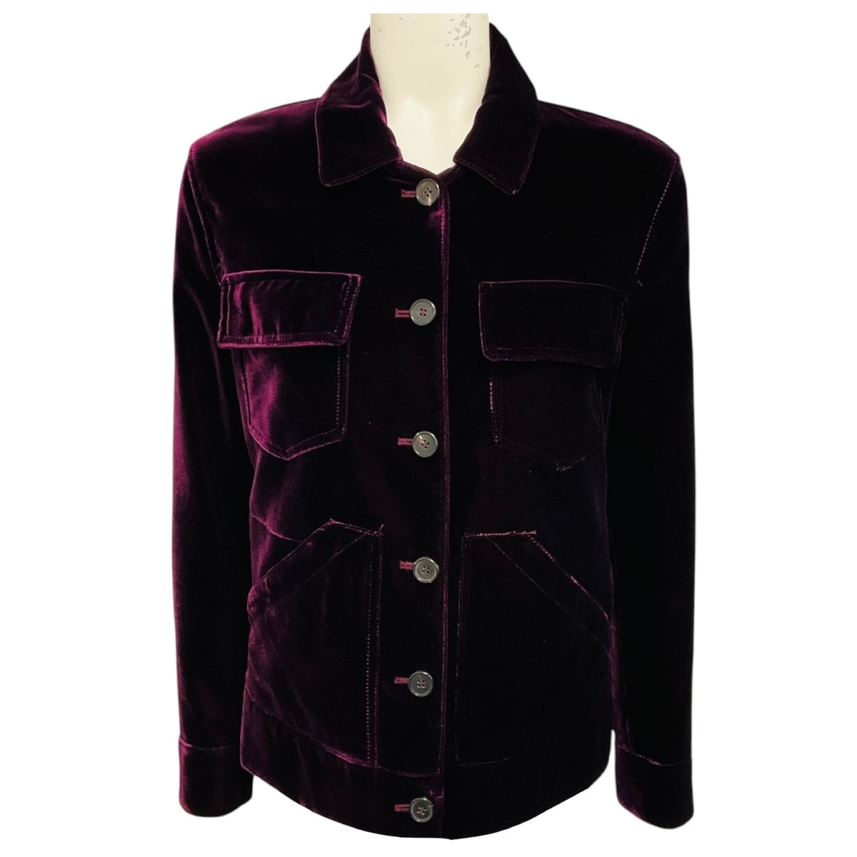 Tom Ford Dark Purple / Plum Button Front Velvet Jacket
