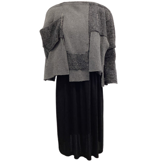 Comme des Garcons Grey Wool Knit and Black Pleated Dress