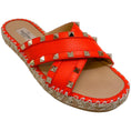 Load image into Gallery viewer, Valentino Orange Leather Rockstud Slide Sandals
