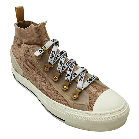 Christian Dior Nude Camouflage Knit Calfskin Walk'n Dior High Top Sneakers
