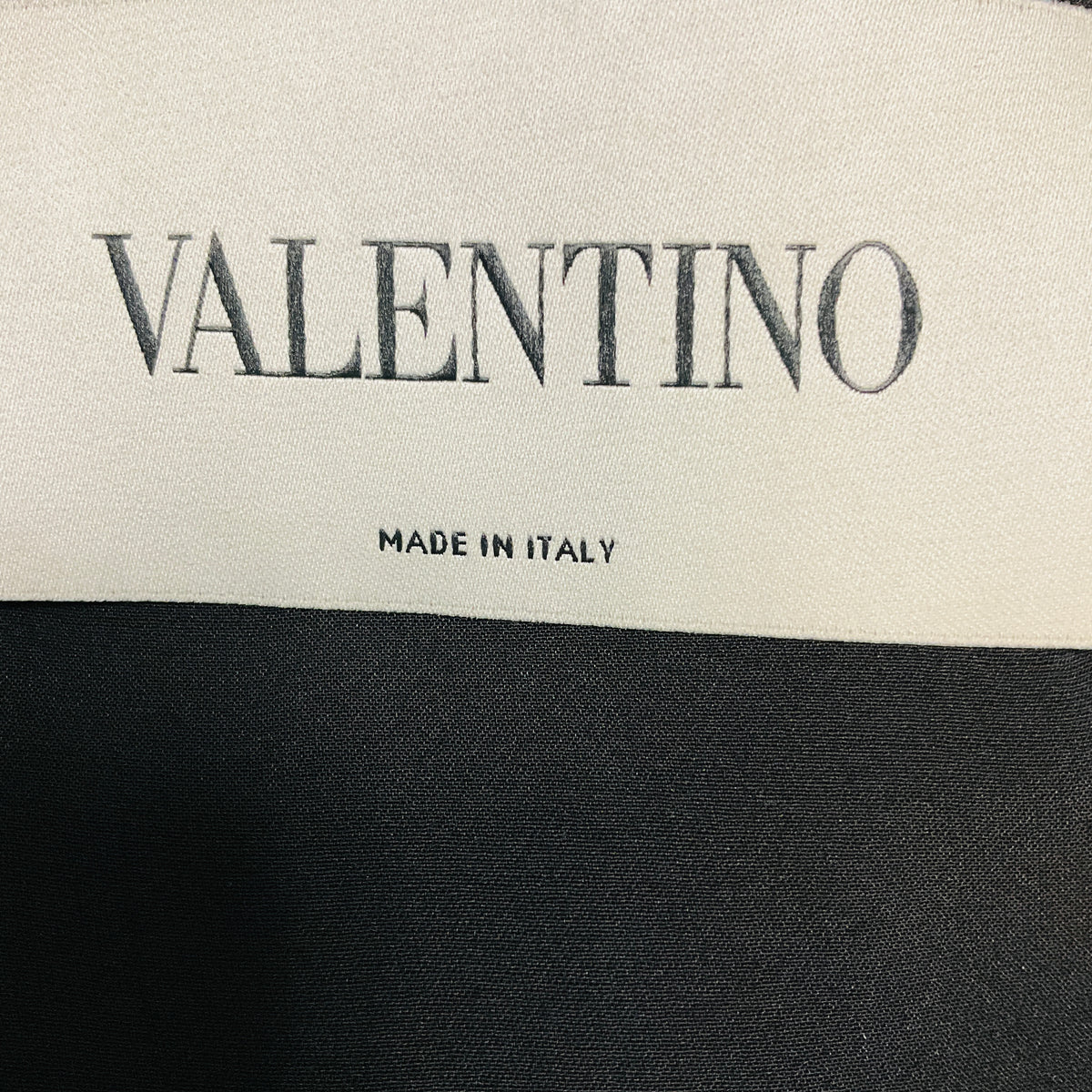Valentino Black / Gold Studded Short Sleeved Lace and Crepe Cocktail Dress